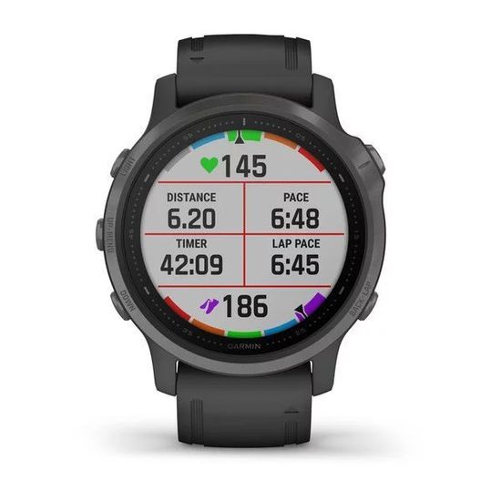 Мультиспортивные часы Garmin Fenix 6S Sapphire- серый DLC с черным ремешком 010-02159-25