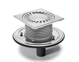 Трап с нижним сливом универсальный MCH Chudej 384 E (решетка из нержавеющей стали, 15 х 15 см), DN50, пластик, (г/з+с/з)