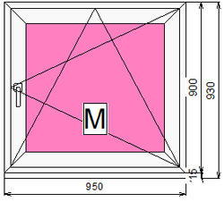 Пластиковое окно 900 х 950 ТермА Эко с поворотно - откидной створкой + Москитная сетка