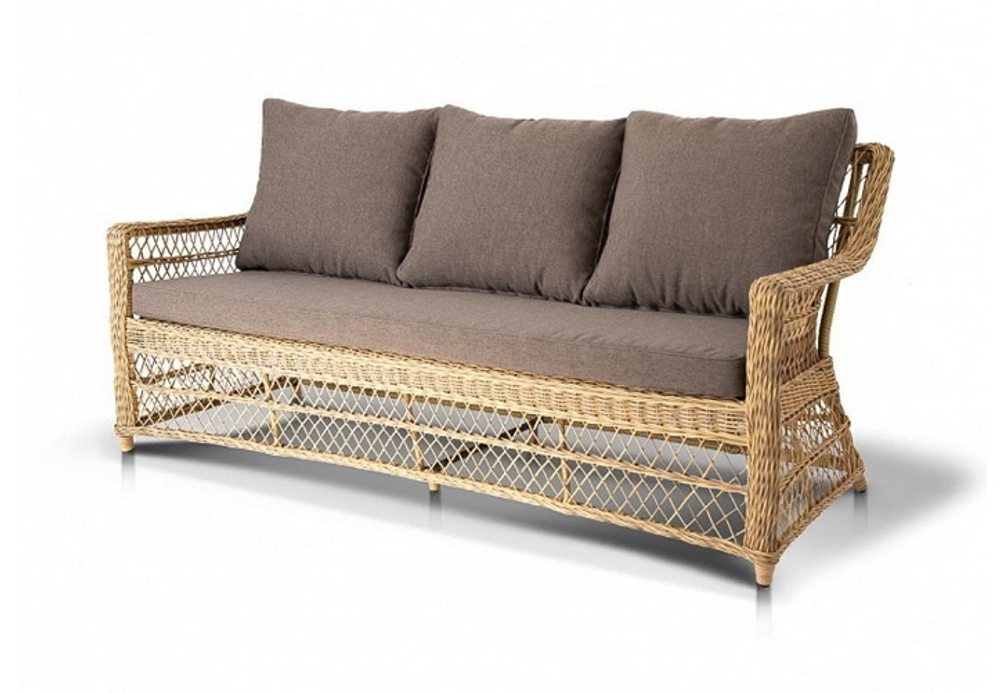 "Гранд Латте" диван трехместный из искусственного ротанга, цвет соломенный