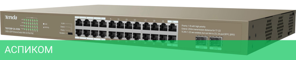 Коммутатор Tenda TEG1126P-24-410W