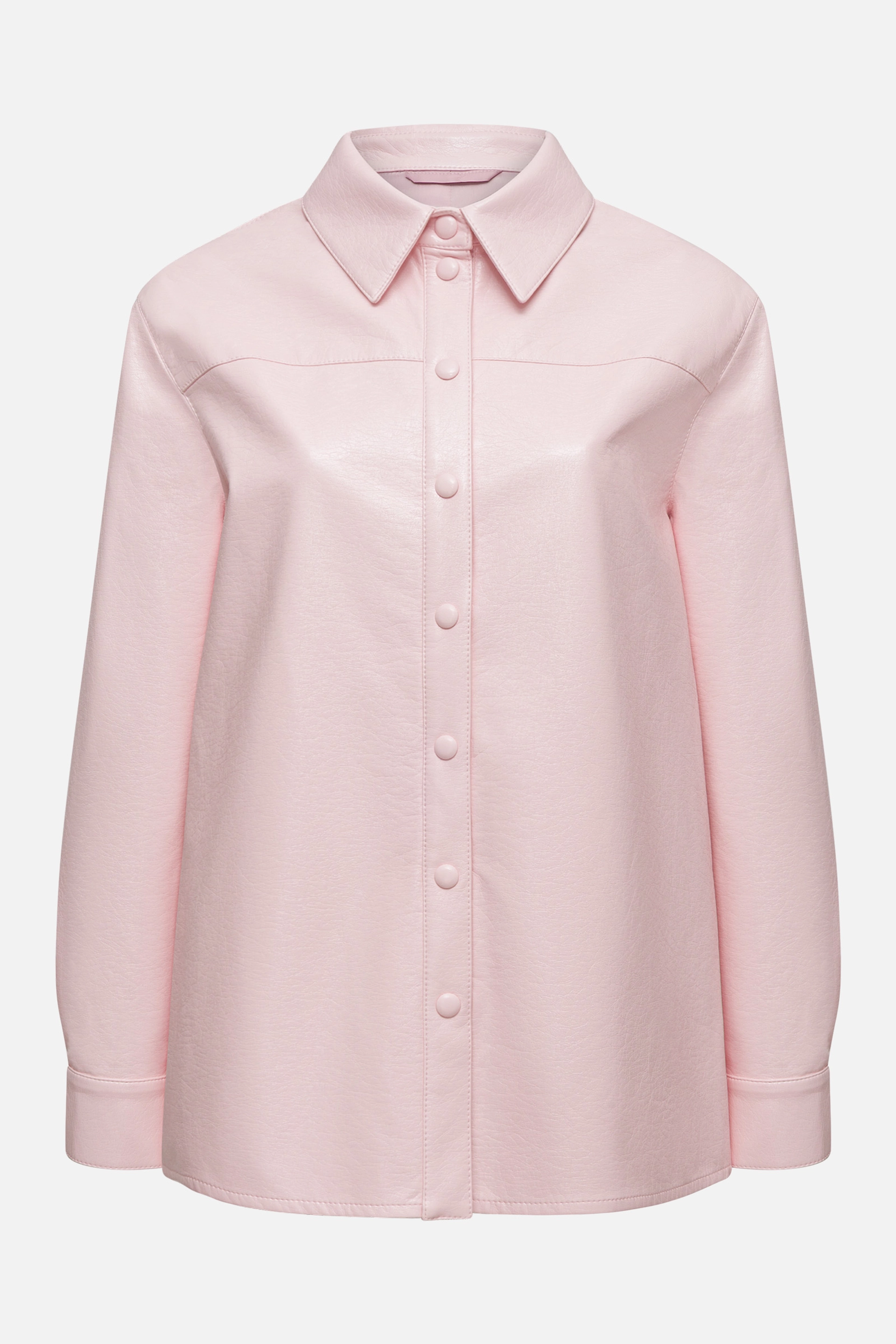 Рубашка из розовой экокожи