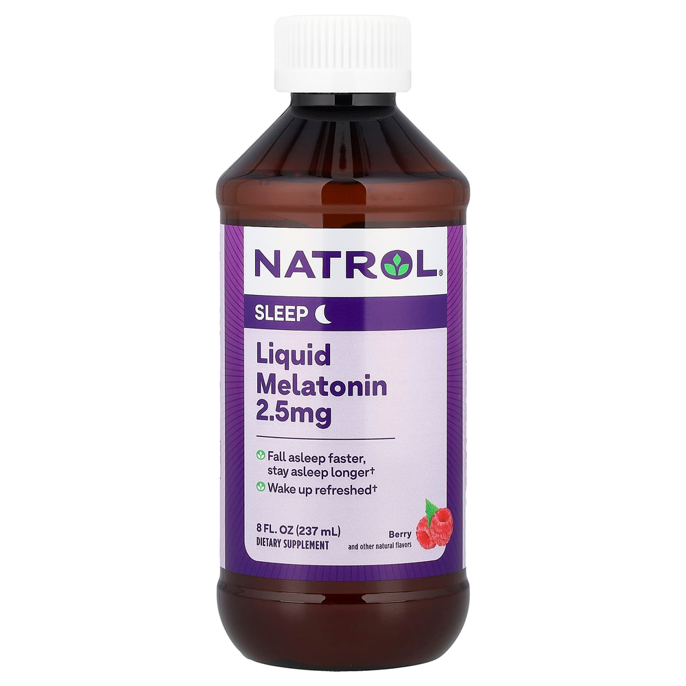 Natrol, жидкий мелатонин, со вкусом ягод, 2,5 мг, 237 мл (8 жидк. унций)