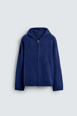 ZARA КАРДИГАН С КАПЮШОНОМ, ЯРКО-СИНИЙ