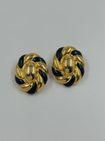 Клипсы с тёмно-синей эмалью