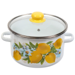 Кастрюля сталь, эмал, 4 л, с крыш, цилиндрическая, Сиб товары, Лимоны, 1MD201S, индукц