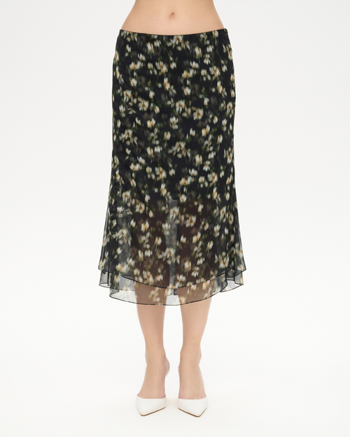 Юбка двухслойная миди из принтованного шифона