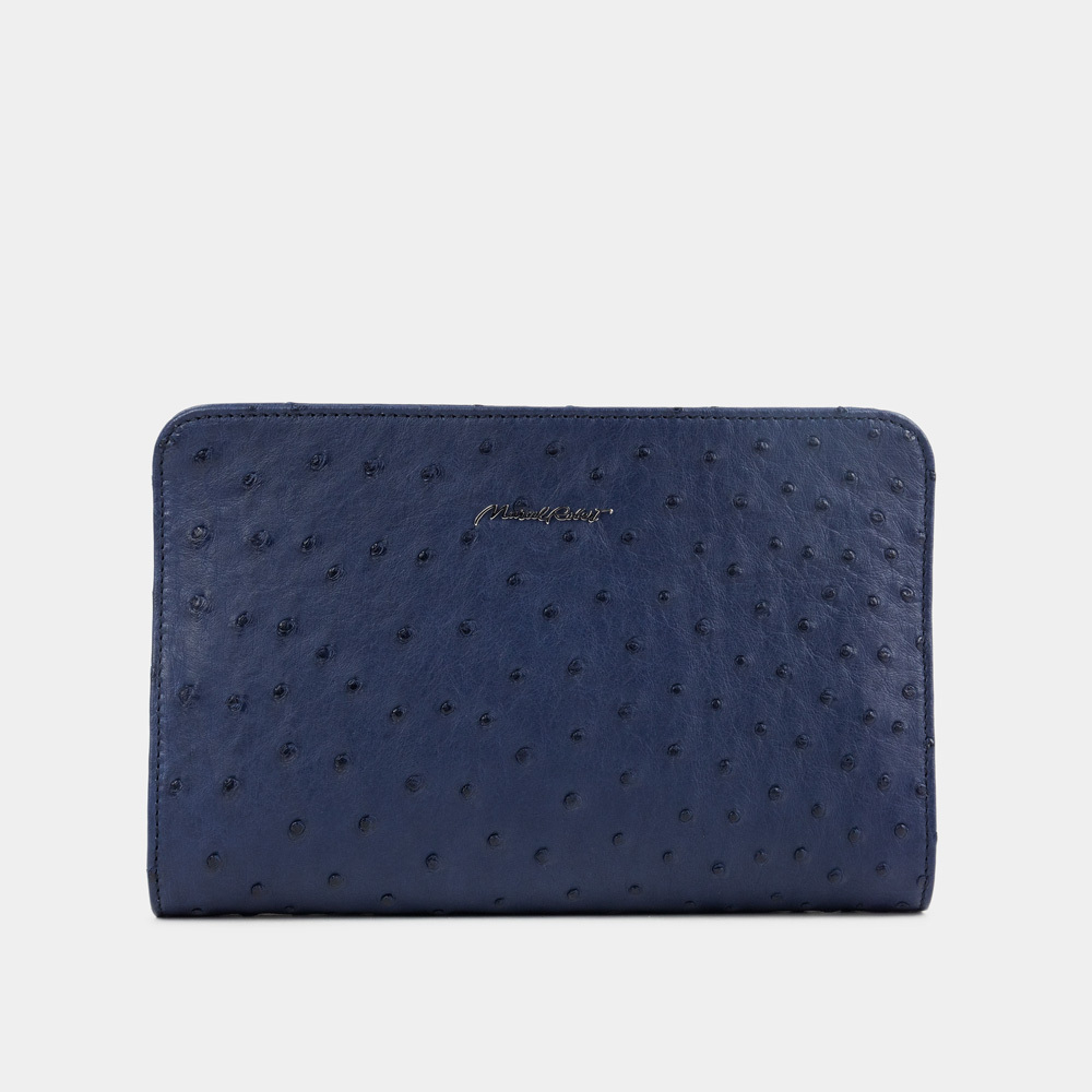 Сумка Emilie из кожи страуса, синего цвета