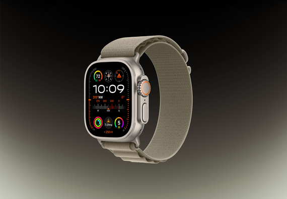 Часы Apple Watch Ultra 2 GPS + Cellular 49 мм, титановый корпус, ремешок Alpine Оливкового цвета,размер L