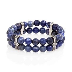 Браслет Всевидящее Око из Мельхиора Двойной с содалитом 8 мм