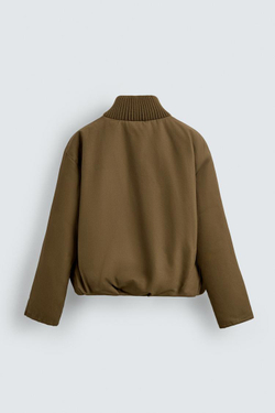 ZARA СТЕГАНАЯ КУРТКА ИЗ ХЛОПКА, ХАКИ