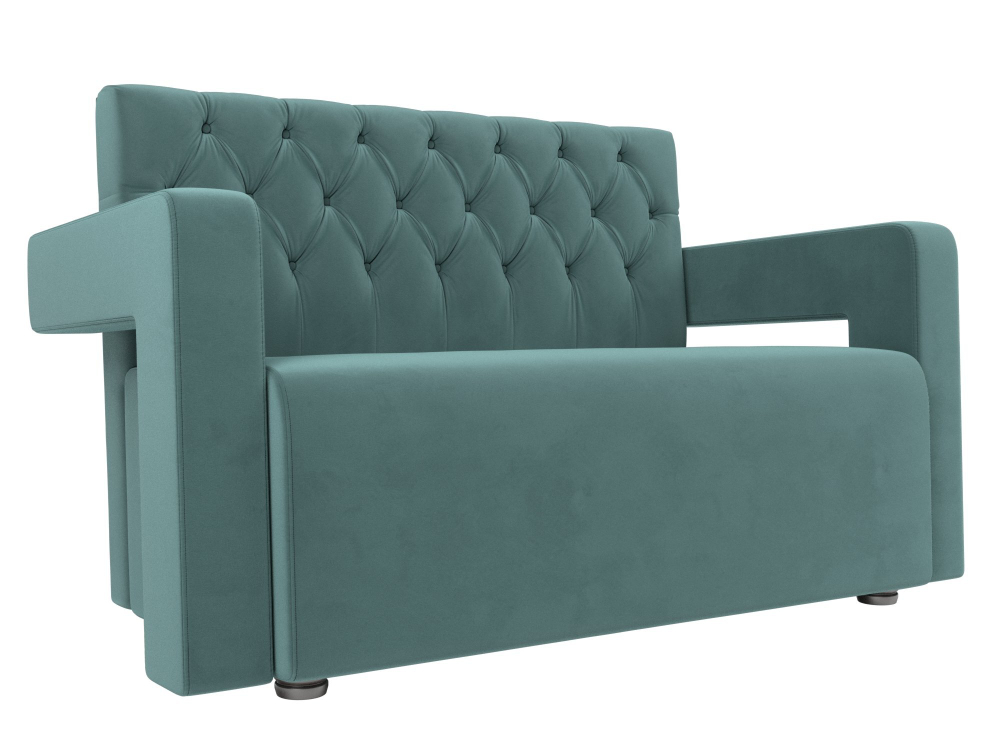 Диван кухонный прямой Рамос Люкс 2-х местный, Бирюзовый, Велюр, 109071