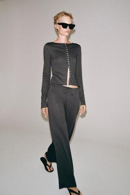 ZARA БРЮКИ В СТИЛЕ РУСТИК, АНТРАЦИТОВО-СЕРЫЙ
