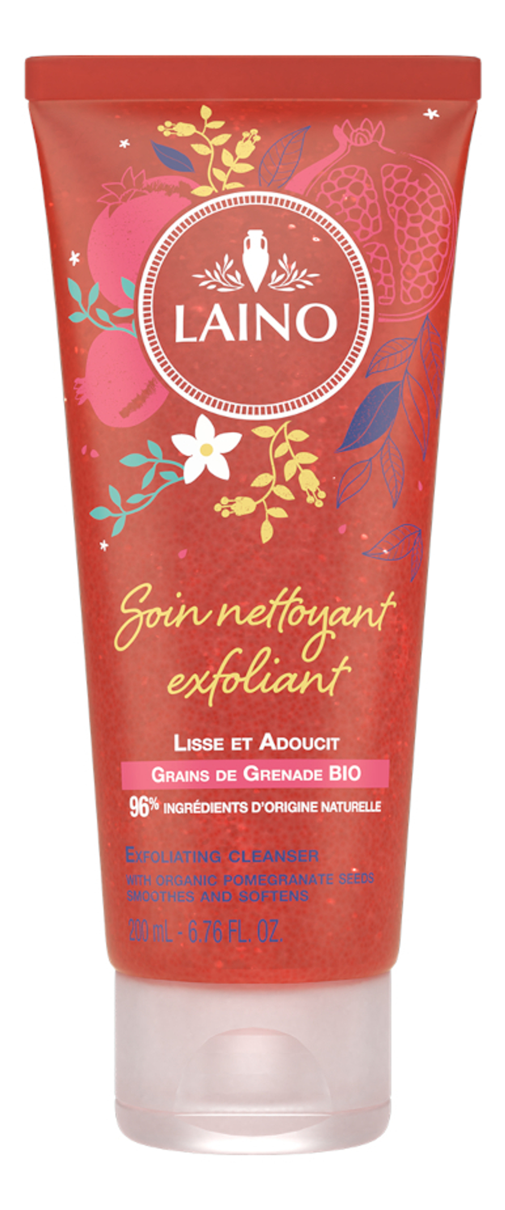 Лено Гель-эксфолиант органический Гранат Laino Exfoliating cleanser with organic pomegranate seed200 мл