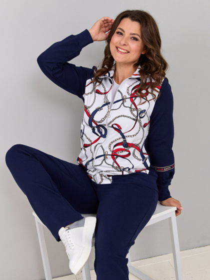 Костюм с брюками КБ-384/белый-цепи