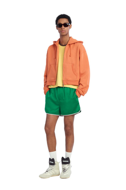 ZARA X BENITO ANTONIO КОНТРАСТНЫЕ АТЛАСНЫЕ ШОРТЫ, ЗЕЛЕНЫЙ