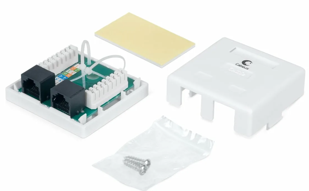 Cabeus WS-8P8C-Cat.5e-2 Розетка компьютерная RJ-45, категория 5e, двойная, внешняя, Dual IDC