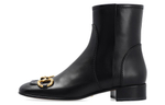 GUCCI Gucci leather horse collar buckle fashion short boots women's Black