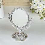 Зеркало настольное в пластиковой оправе «Версаль - Круг», цвет серебро, двухстороннее,18см