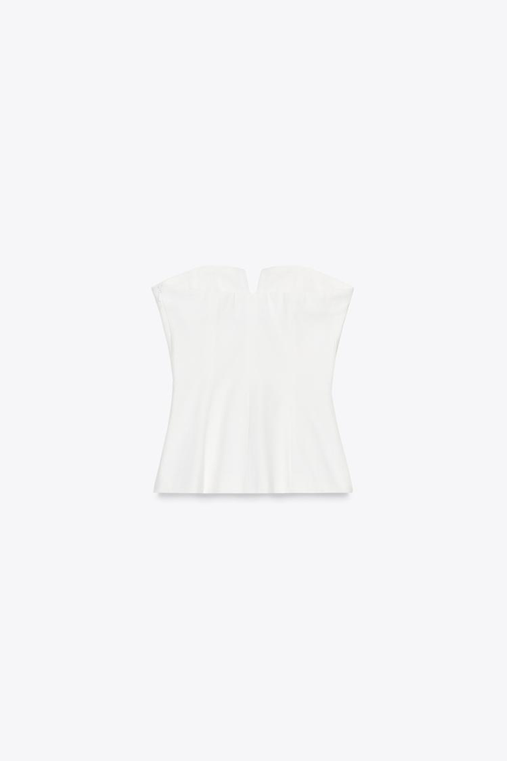 ZARA ТОП БЕЗ БРЕТЕЛЕЙ, ЖЕЛТОВАТО-БЕЛЫЙ