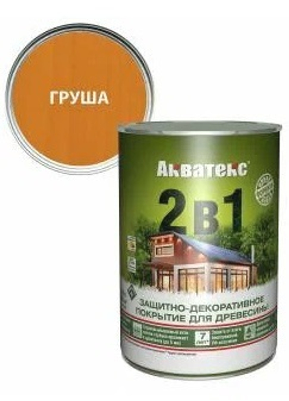 Защитно-декоративное покрытие для дерева АКВАТЕКС 2 в 1, груша, 0.8 л