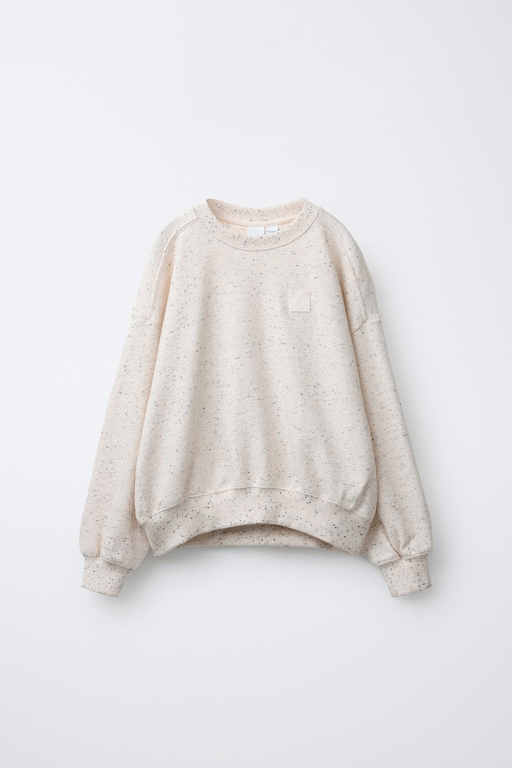 ZARA ТОЛСТОВКА С НАШИВКОЙ, СЕРЫЙ/БЕЖЕВЫЙ