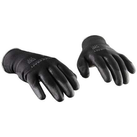 WDK-PU01B/XL/10, 10 пар, размер XL, Перчатки ЧЁРНЫЕ защитные эластичные из нейлона с полиуретановым покрытием