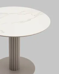Стол Terano Ø90 см, белая матовая керамика, ножка латте