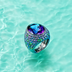 Кольцо с Аметистом, Цветными Сапфирами и Цаворитами, R0040-2/57