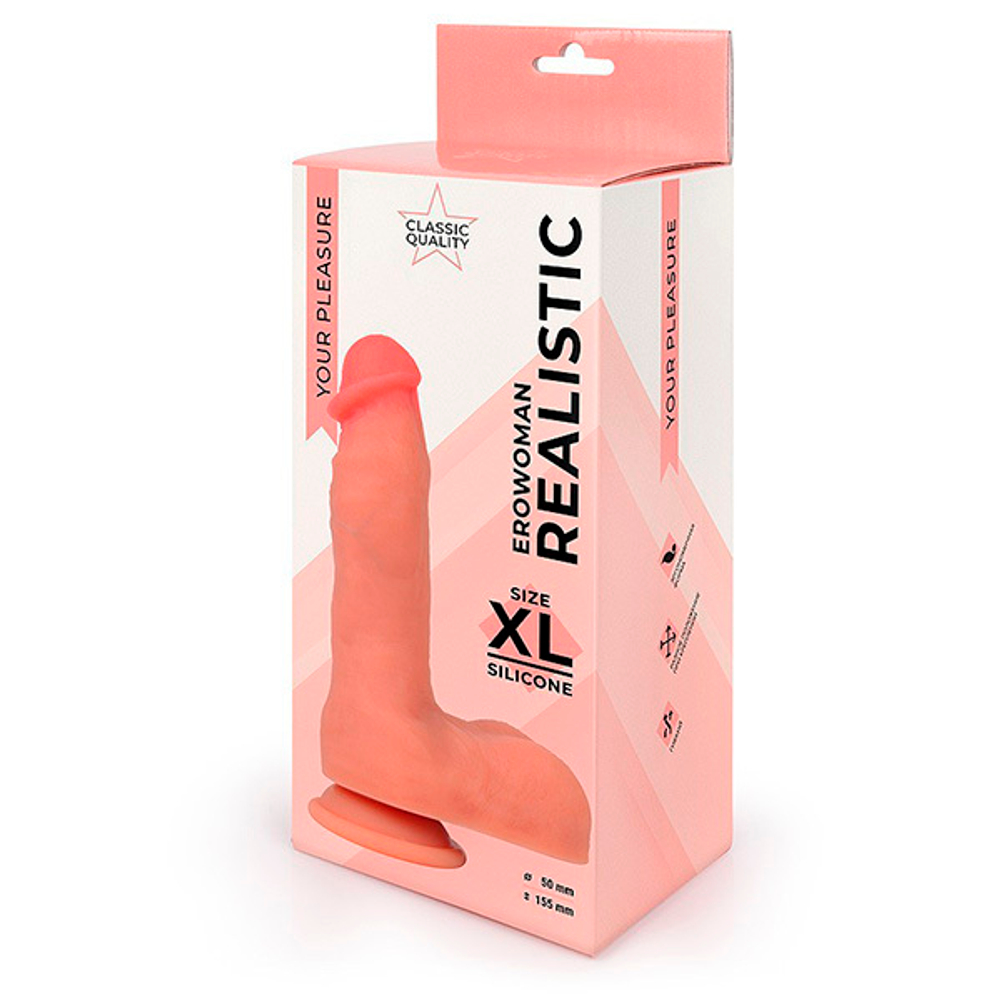 Телесный фаллоимитатор на присоске Bior Toys Erowoman-Eroman Realistic ER-30082