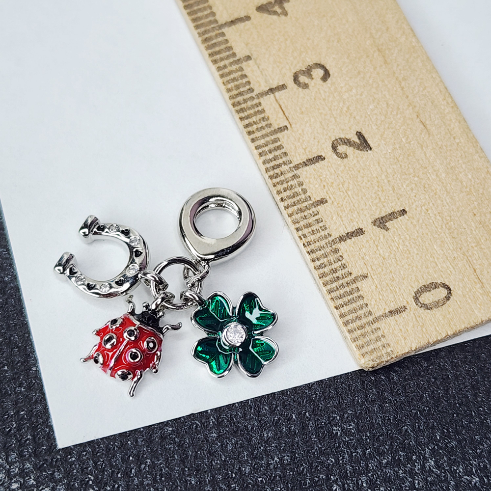 Подвеска "на удачу", бейл, родий, цветная эмаль, р-р 10мм, люкс фурнитура, штучно