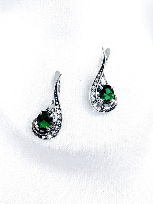 "Малонг" серьги в серебряном покрытии из коллекции "Идиллия Jenavi" от Jenavi  с английским замком