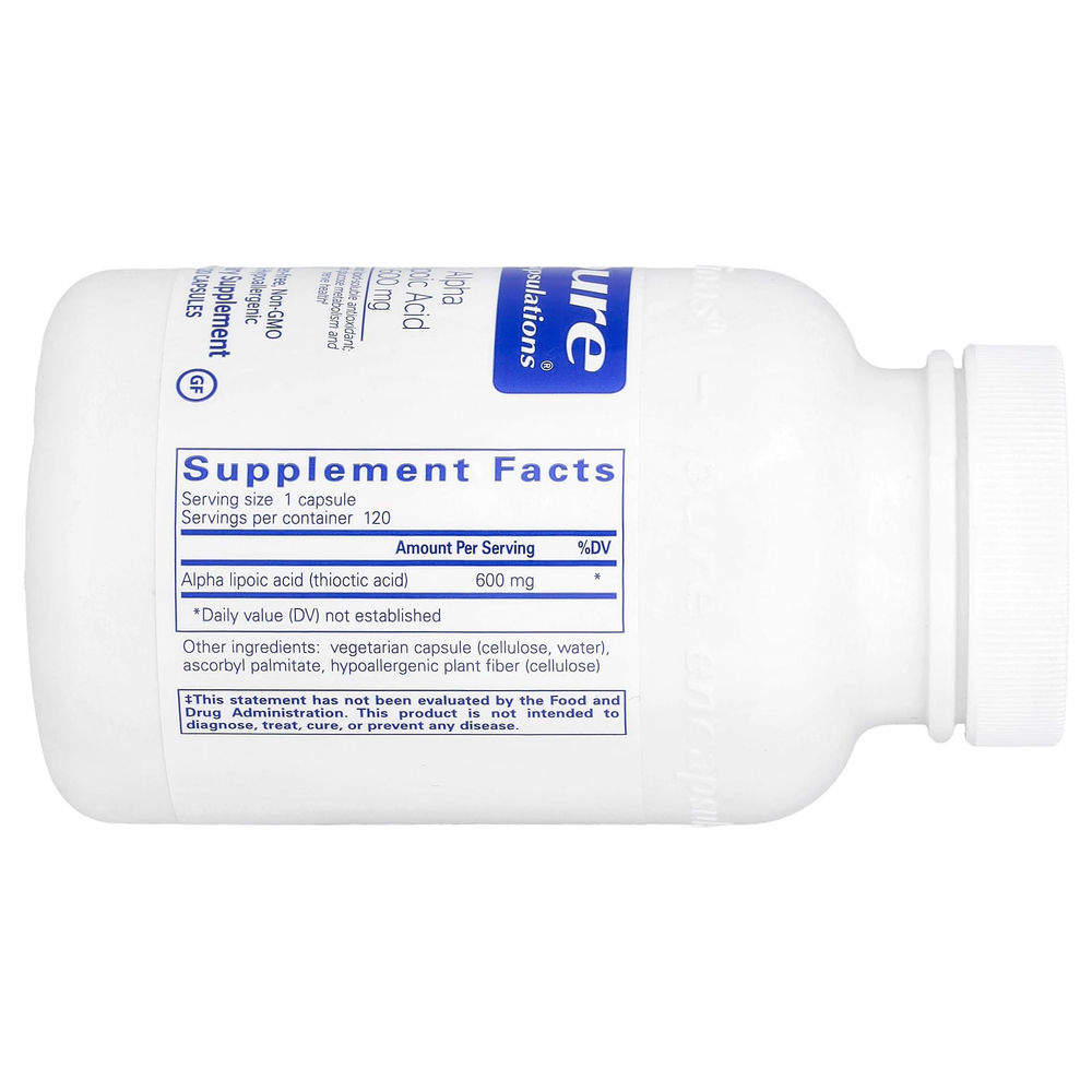 Pure Encapsulations, Альфа-липоевая кислота, 600 мг, 120 капсул