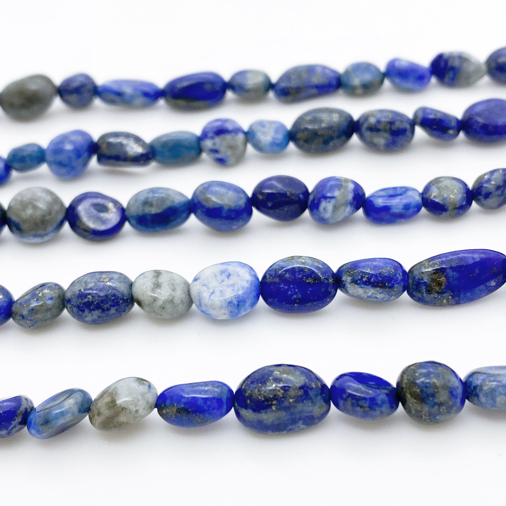 Лазурит бусины, галтовка 5-8 мм, цена за нить 38 см