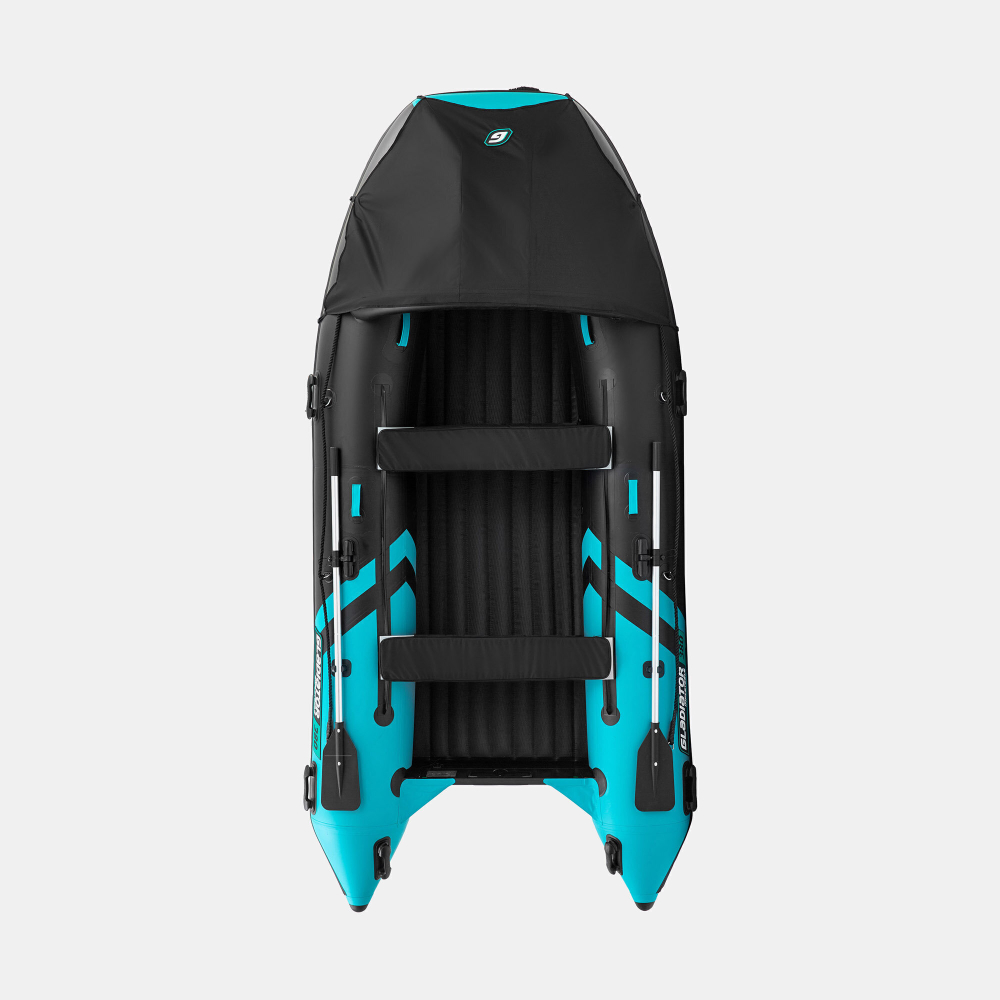 Надувная лодка GLADIATOR E380PRO черно-бирюзовый