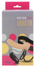 Полый страпон телесного цвета с встроенным вибратором - 20 см. (Цвет: телесный)