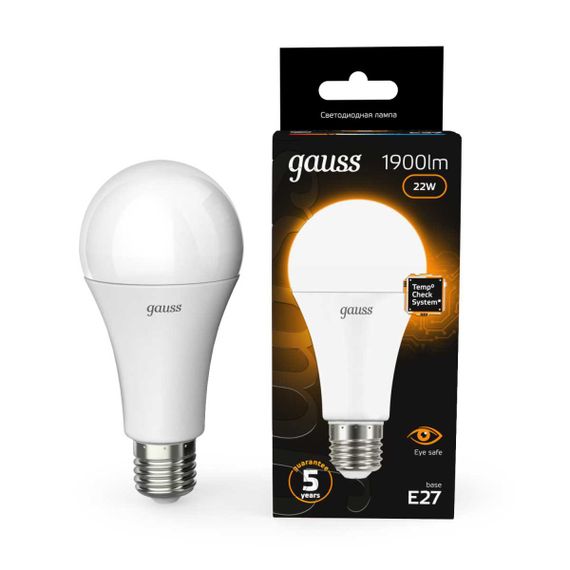 Лампа светодиодная Gauss E27 22W 3000К матовая 102502122