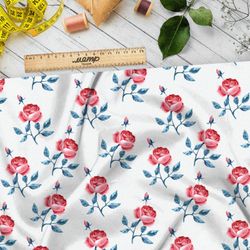 Ткань футер 2-х нитка минималистичные соцветия на белом