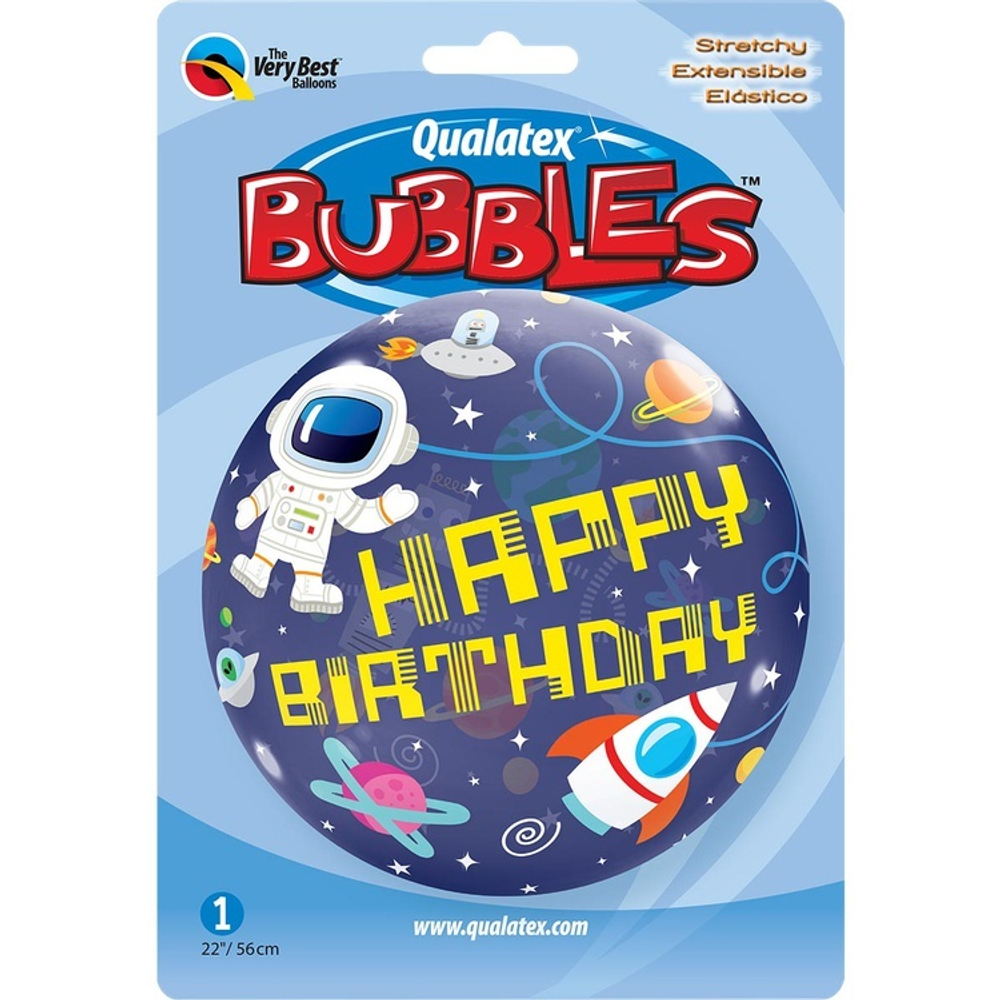 Шар BUBBLE «Happy Birthday. Космос», 56 см