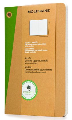 Блокнот Moleskine Evernote Large 130х210мм 80стр картон линейка бежевый 2шт (SKQP416EVER)