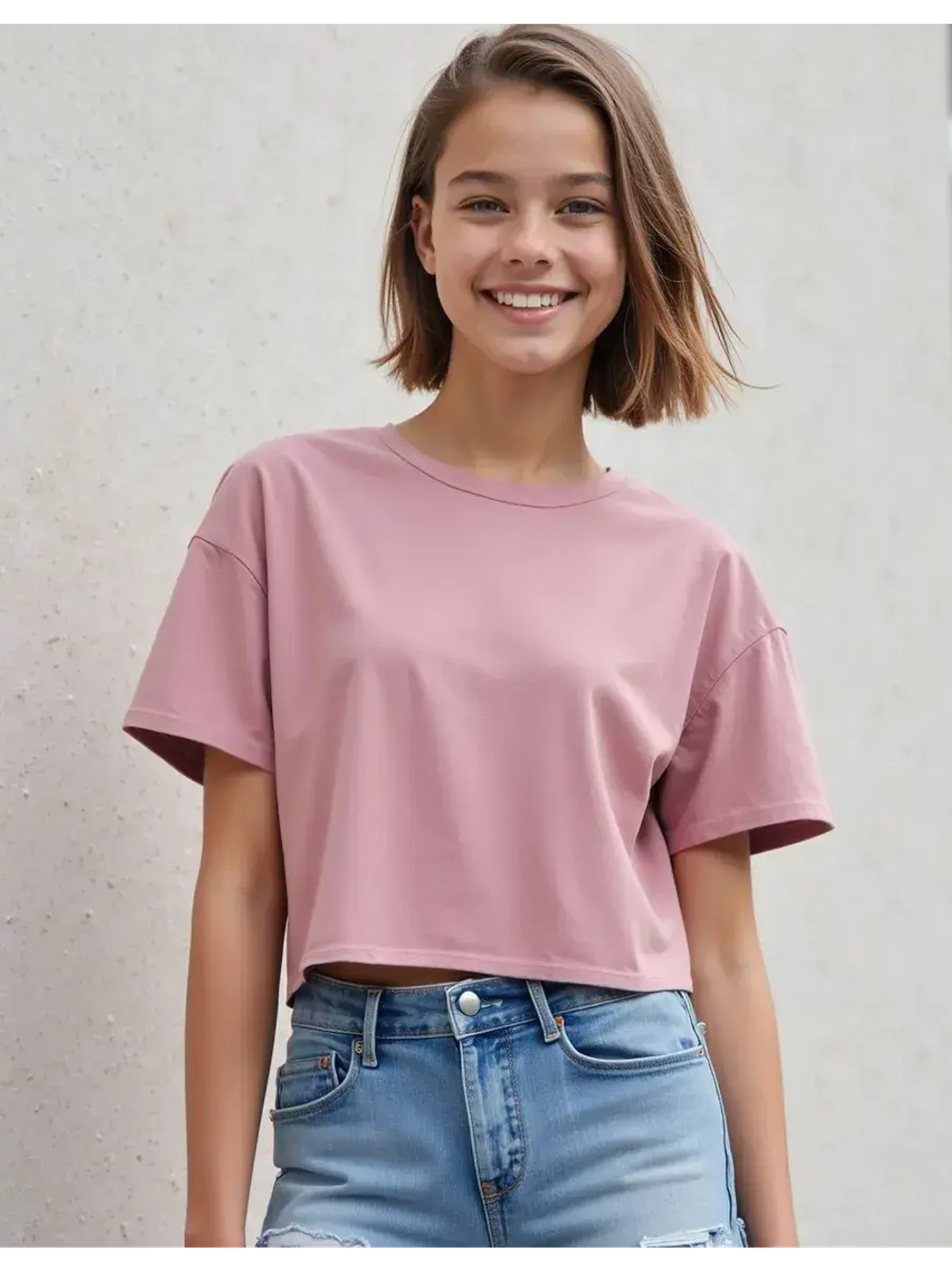 Футболка детская оверсайз укороченная базовая