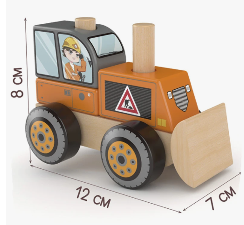 Детская деревянная игрушка Бульдозер, серия "Спецтехника" Jadore
