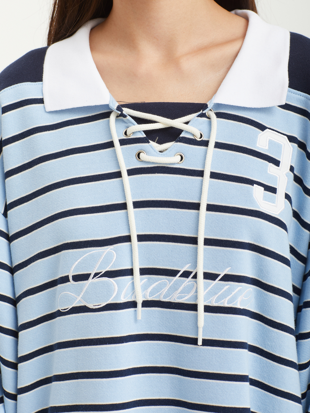 Женская Рубашка Stripe Polo Hockey Jersey Blue