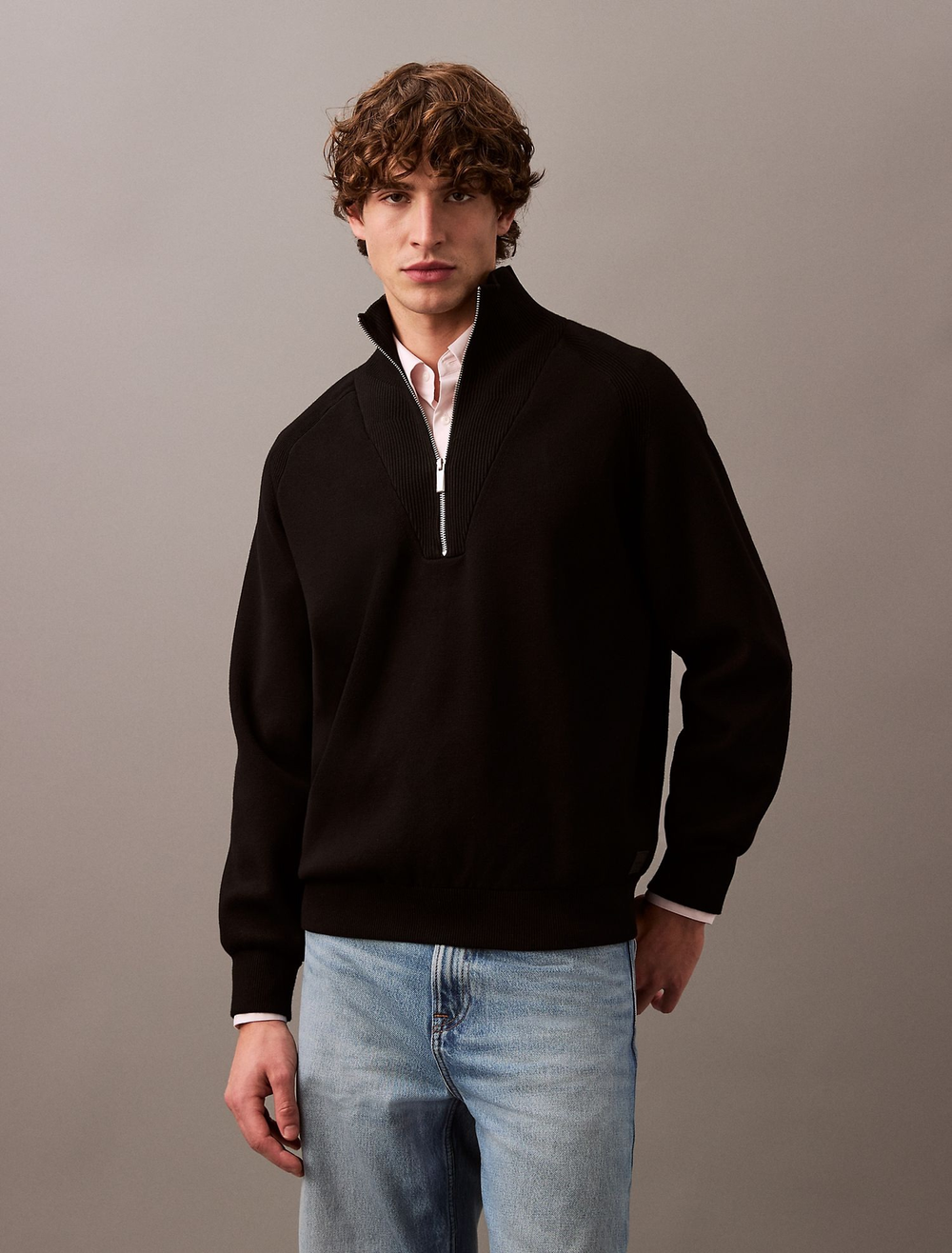 Свитер Calvin Klein Tech Knit Quarter Zip Black