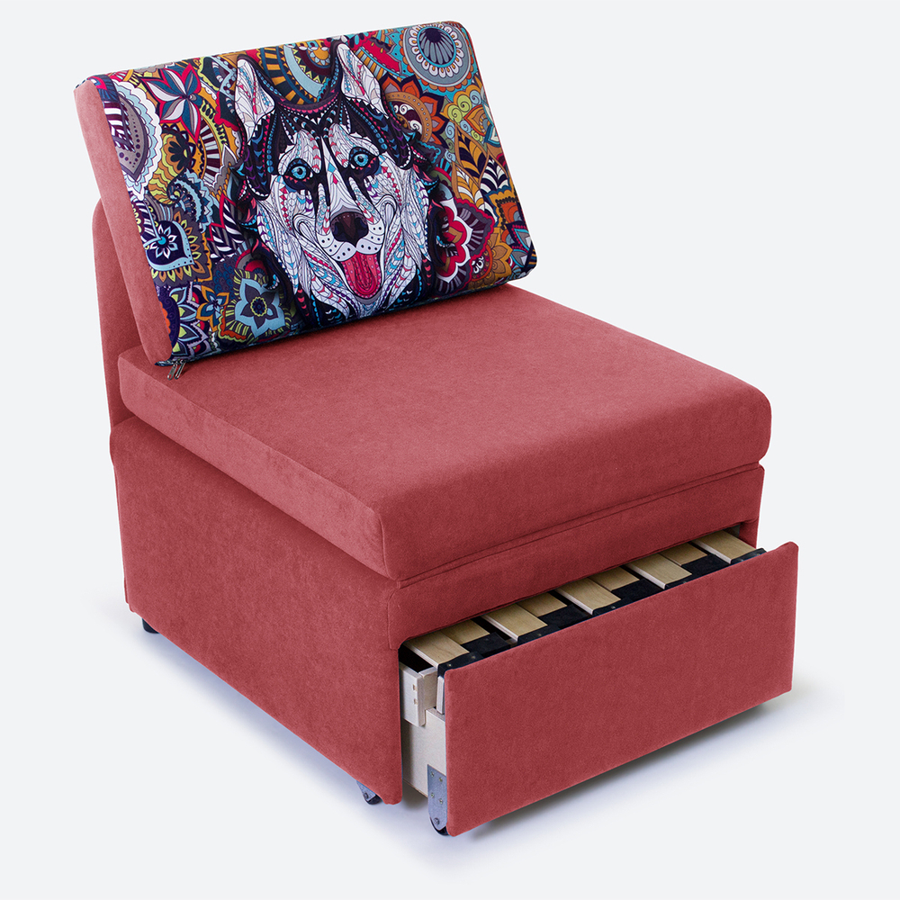 Кресло-кровать "Миник" Dream Coral (коралловый), купон "Хаски"
