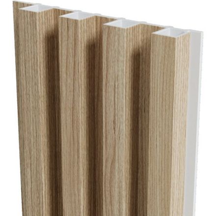 Стеновая реечная панель WPC Ясень бежевый, 290x16,8 см