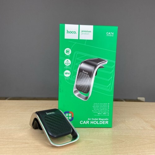 Держатель телефона на дефлектор, магнитный черный (HOCO.)