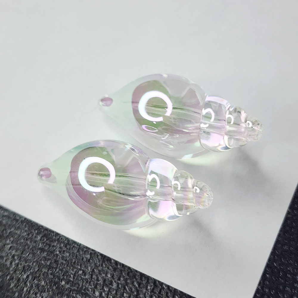 Бусина ракушка, акрил, АВ, морская раковина, р-р 38×21мм