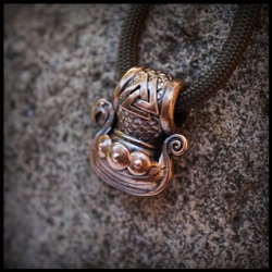 Кулон "Драккар" , брелок для ключей , бронза