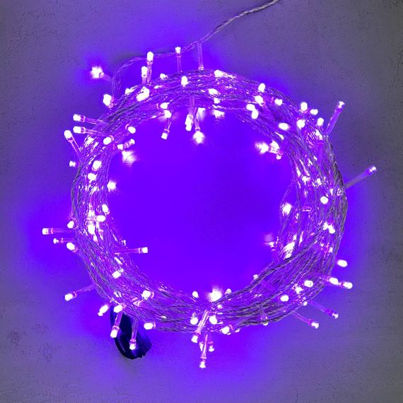 Светодиодная гирлянда с возможностью динамики 20 м., 200 лиловых LED ламп, 24V., прозрачный силиконовый провод, IP65, Beauty Led (EST200-3W10-1L)